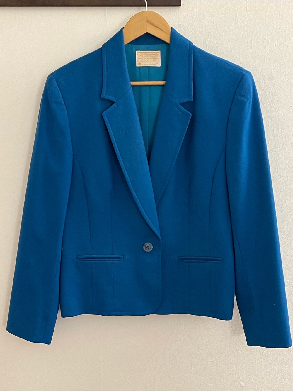 Vintage Pendleton Pure Virgin Wool Blue Blazer Size 12 USA